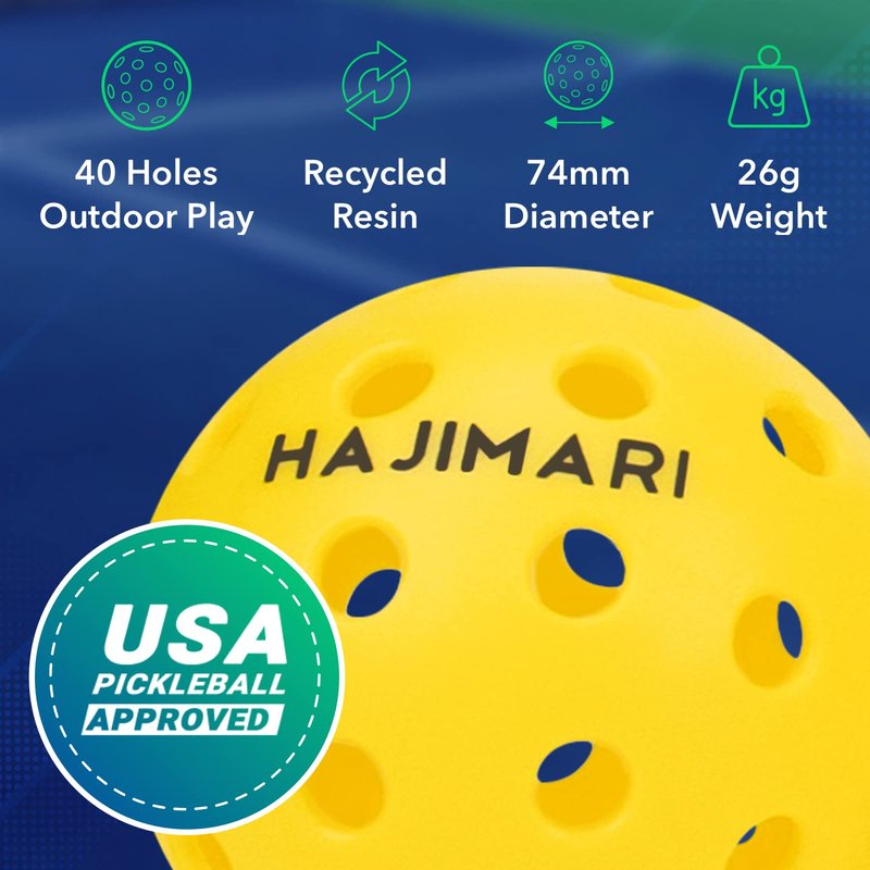 Hajimari Indoor Outdoor Pickleball Balls - 3 Pack 40 Hole USAPA Approved Pickleballs for Indoors and Outdoors, Storage Tube | Beginner and Professional Play | Neon Yellow or Green