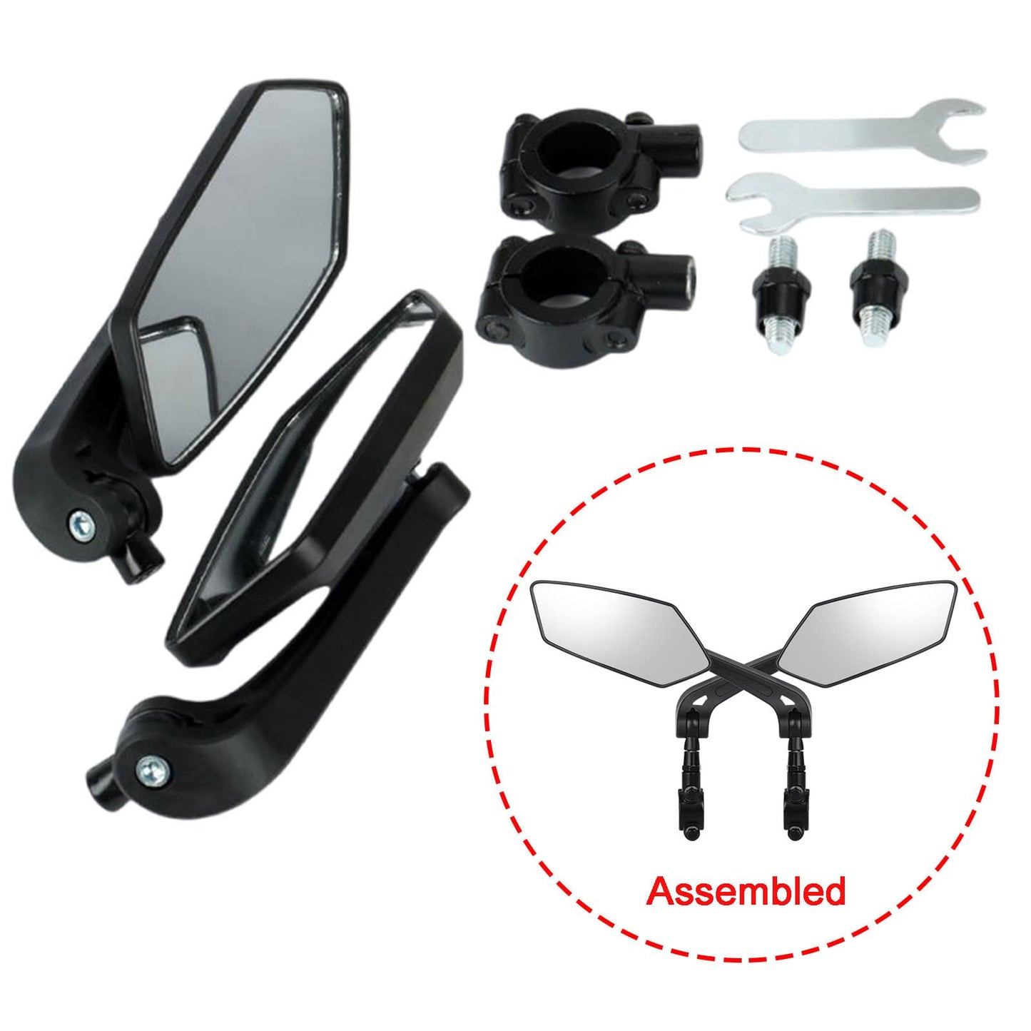 Bike Mirror, Bicycle Mirrors of Handlebars Rotate Rearview Glass Lens, Safe Cycling Bike Rear View Mirror (Diamond)