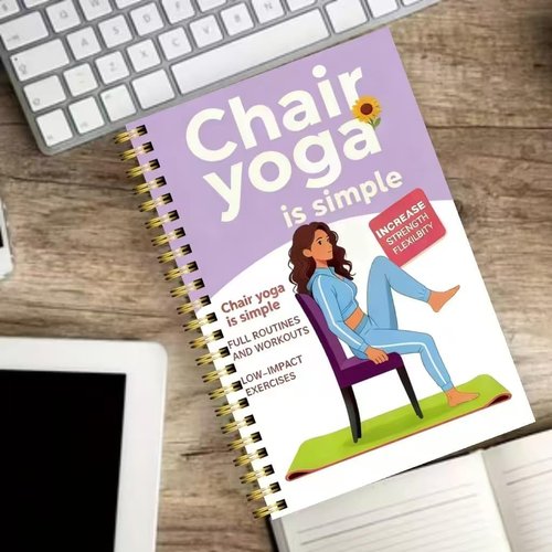 30-Day Chair Yoga Guide by [Brand Name] - 60 Beginner Workouts for Weight Loss & Flexibility | Spiral Bound, Purple (5.5x8.3 Inch)