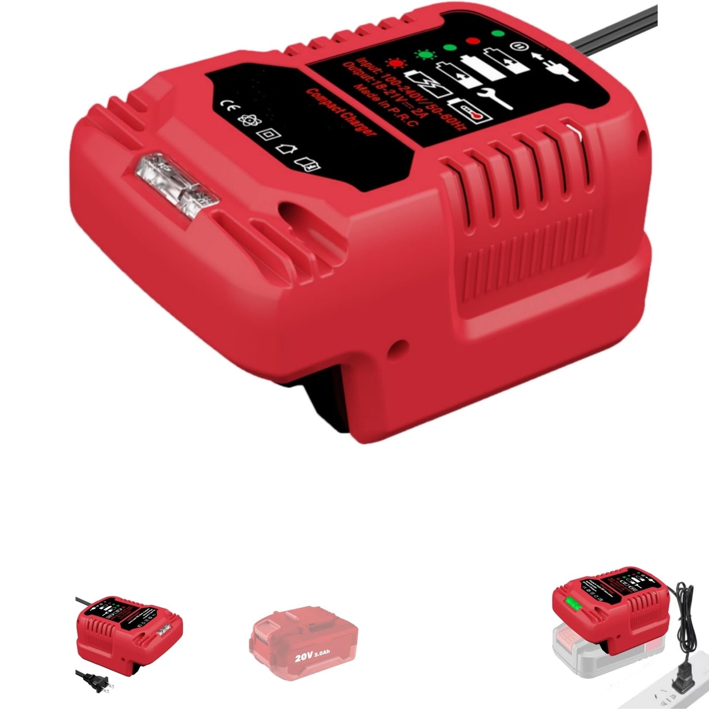 for Bauer 20V Battery Charger - Compact & Lightweight, 1/3 Smaller Than Original, Space-Saving Design for Travel (110V for Home Input)