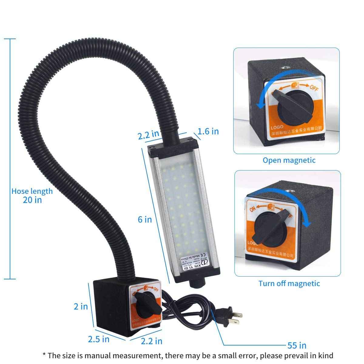 XINYIQI Magnetic Work Light, LED Machine Light with 44 LEDs, Waterproof with 19 Inch Gooseneck, IP66 Rating, 800 Lumen, 120 Volt for Lathe Machine Tools