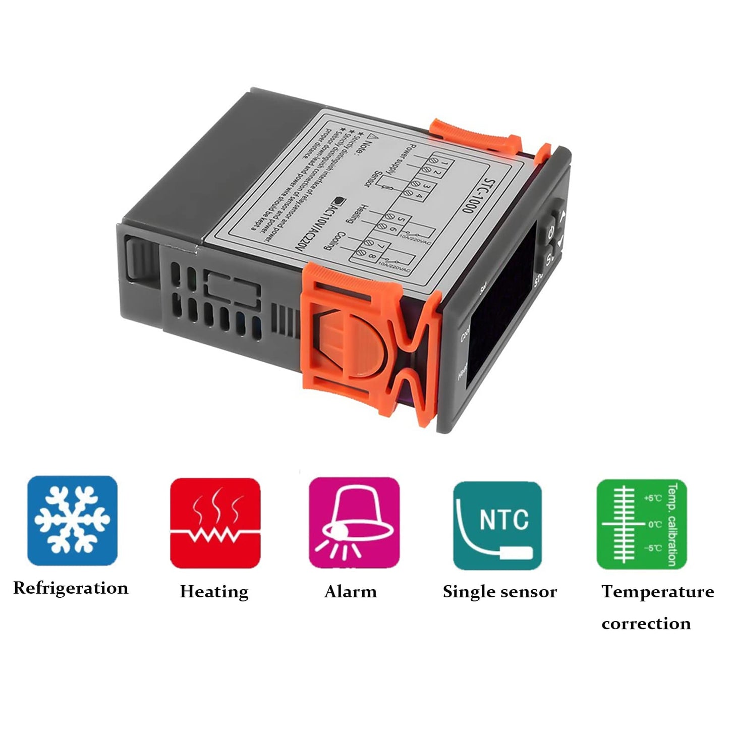 SIPYTOPF STC-1000 Digital Temperature Controller,AC 10A 110V-220V Digital LED Temperature Controller Heating Cooling Centigrade Thermostat 2 Relays Output with NTC Sensor Probe (1 Pack)
