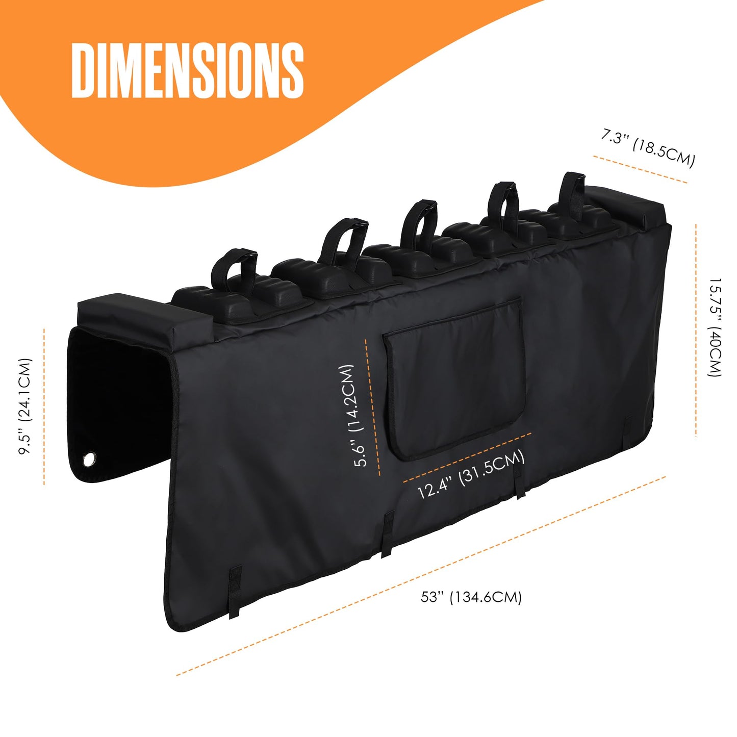 Houseables Tailgate Bike Pad, Tailgate Pad for Mountain Bike, Tail Gate Pads, Truck Bed, Protectors for Trucks, MTB, Cover, Full Size, Midsize, Pickup, Carrier, Mat, Blanket, Cache, 5 Strap, 53x16x7