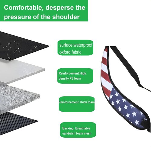 Alinfu Golf Bag Shoulder Strap Replacement, Adjustable Golf Bag Pad Straps Comfortable Backpack Carrying Straps with USA Flag Pattern