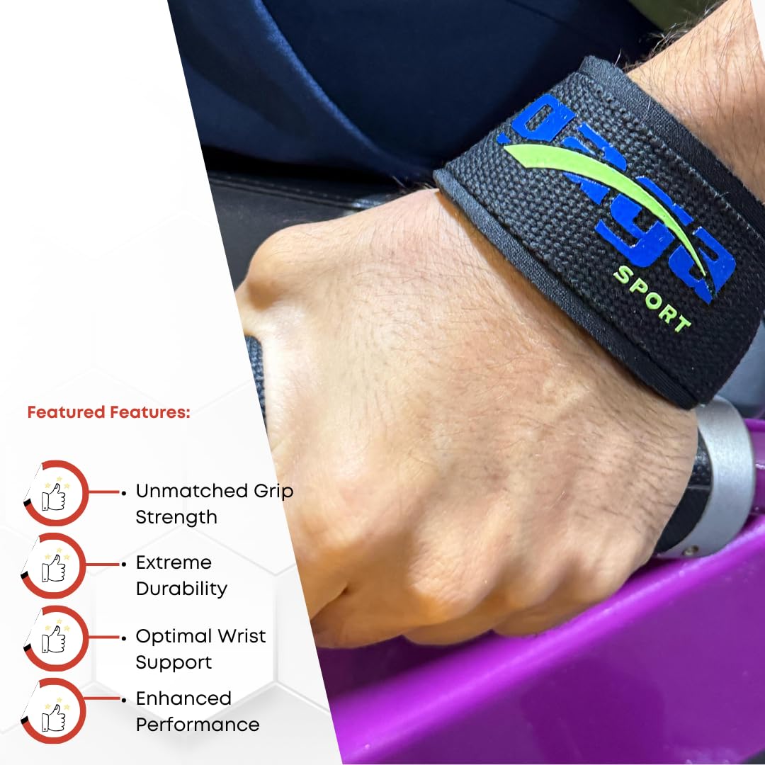 Gagasport Wrist Straps for Weightlifting – Cotton Gym Straps for Strength Training, Powerlifting, Deadlifts & Workout – Lifting Straps for Men & Women (Black)