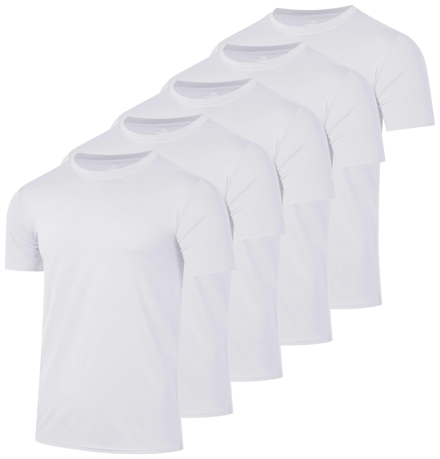 Real Essentials 5 Pack: Men's Dry-Fit Short Sleeve Crew Neck T Shirts Fitness Running Gym Workout Cool Exercise Athletic Tee, Set 9, Small