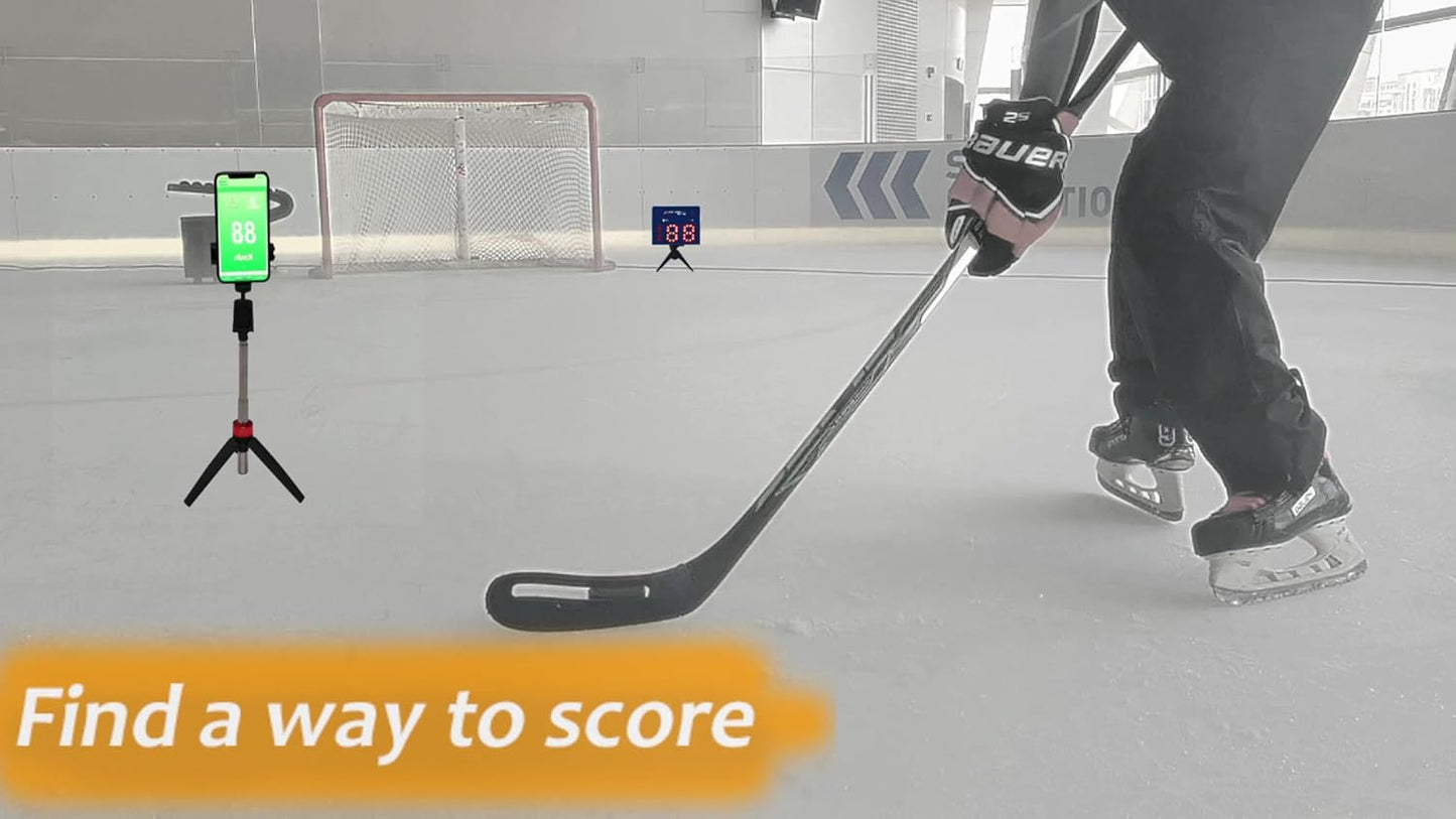 Potent Speed Radar Gun 2.0 - App-Enabled Hockey Shot Speed Tracker with USB Rechargeable Battery & Adjustable Angles