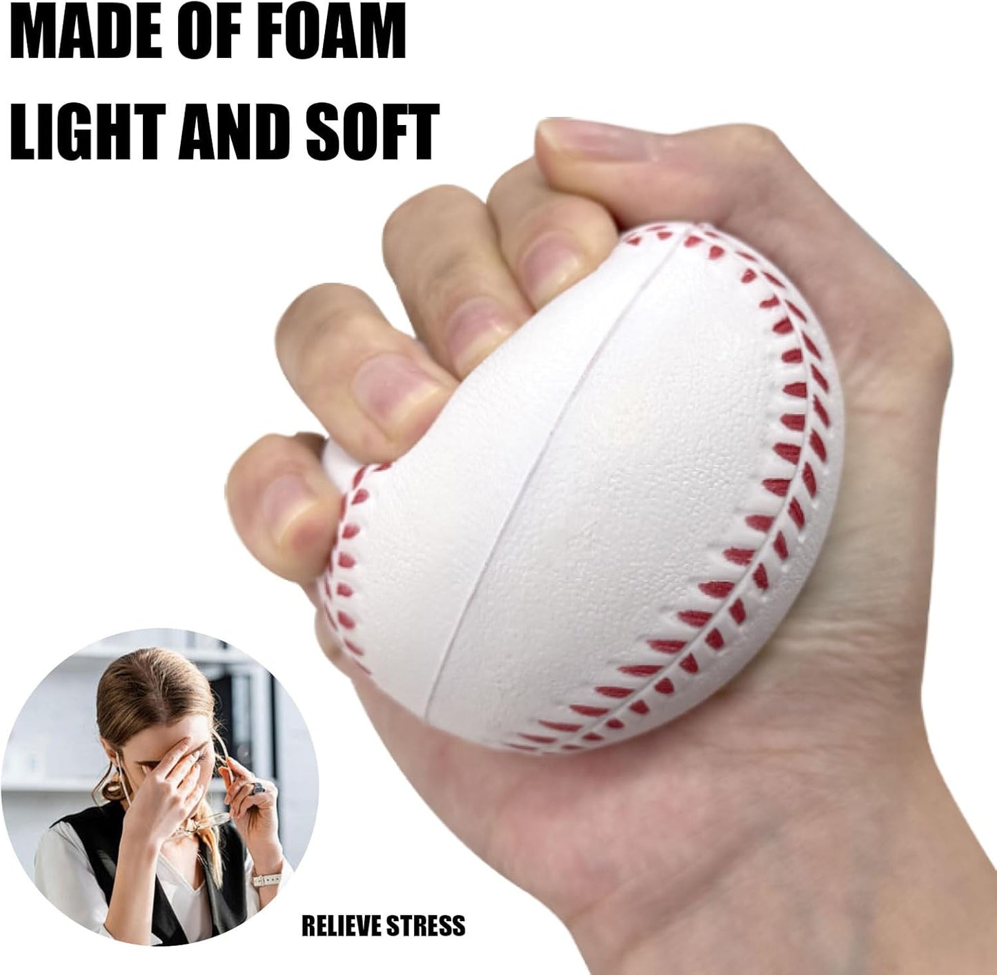 Skiennix 12 Pack Foam Baseballs - Soft Training Balls with Mesh Bag for Indoor/Outdoor Use - White