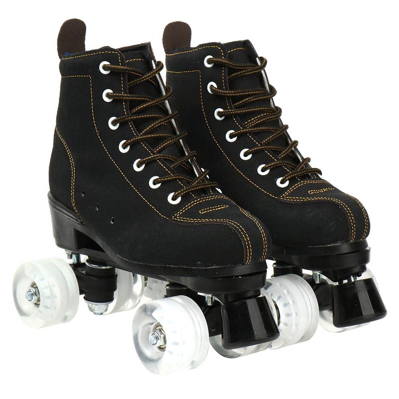 Roller Skates for Women and Men Cowhide High-Top Shoes Classic Double-Row Roller Skate Four-Wheel Roller Skates for Men Unisex Christmas