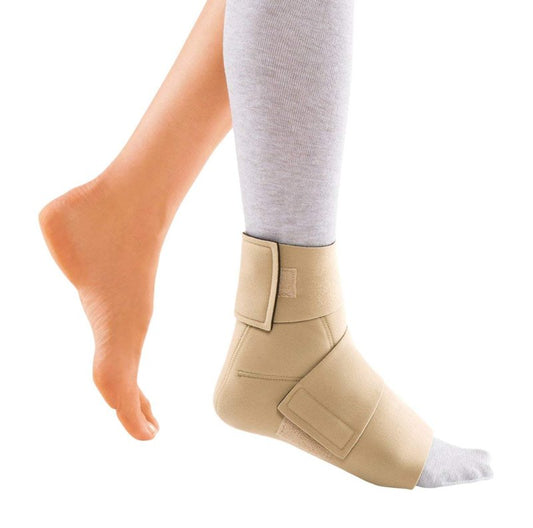 CircAid JuxtaFit Premium Interlocking Closed Heel Ankle Foot Wrap with Adjustable Compression Support,Beige,Large