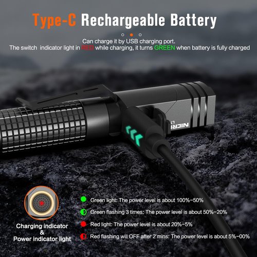 NICRON EDC Flashlights Rechargeable, 90 Degree Flashlight with Magnet 400 High Lumens L74 Mini Flashlight Compatiable with AAA Battery Pocket Penlight for Night Working, Camping, Outdoor, Emergency