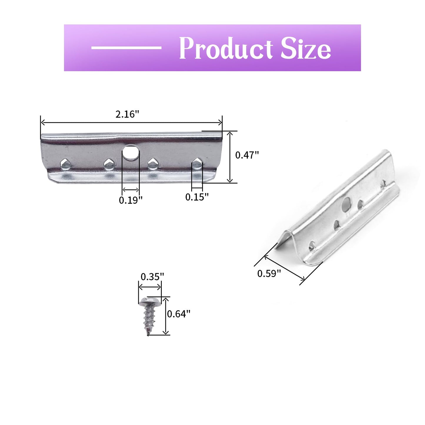 30 Pcs Metal End Clips for Rubber Webbing, 1/2 * 2" Replacement Upholstery Furniture Webbing End Clips for Sofa Chair Furniture with Screws