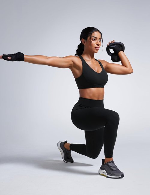 CRZ YOGA Sports Bra - Butterbreeze Criss Cross Back with Adjustable Straps | V Neck Padded Crop Top