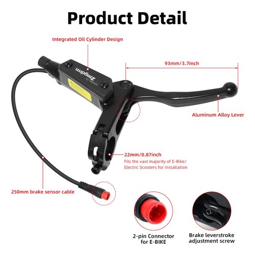 Hydraulic Disc Brake Set for E-bike, 4-Pistons 2-PIN Power-Off Pre-Bled with Mineral Oil Brakes Kit with 2Pcs 160mm 2.2mm Thick Rotors for eBike, Mountain Bike, Road Bike