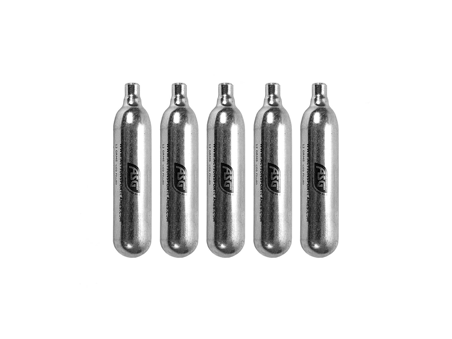 ASG Ultrair 12g CO2 Cartridges | Reliable Power and Precision | CO2 Air Cartridges for BB Pistol, Airsoft Guns, and Airguns, 5 Pack (Standard)