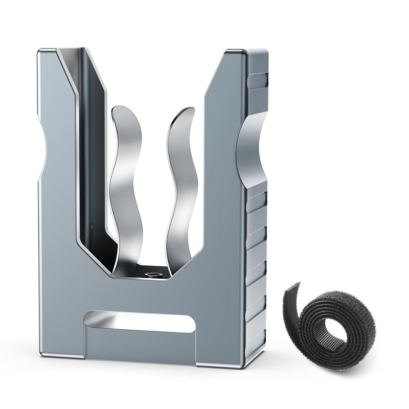Omnqira Magnetic Cigar Holder for Golf Cart - Ultimate Golf Accessory for Cigar Lovers with Powerful N52 Magnet & Loop Strap, Adjustable Clip (20-64 Ring Gauge), Durable Aluminum Alloy (Gray)
