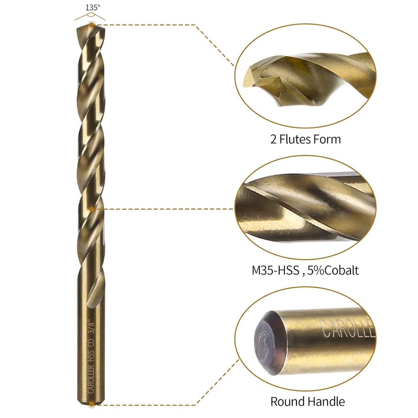 29-Piece High Speed Steel Drill Bit Set with Metal Indexed Case - 135° Tip for Wood, Plastic & Stainless Steel