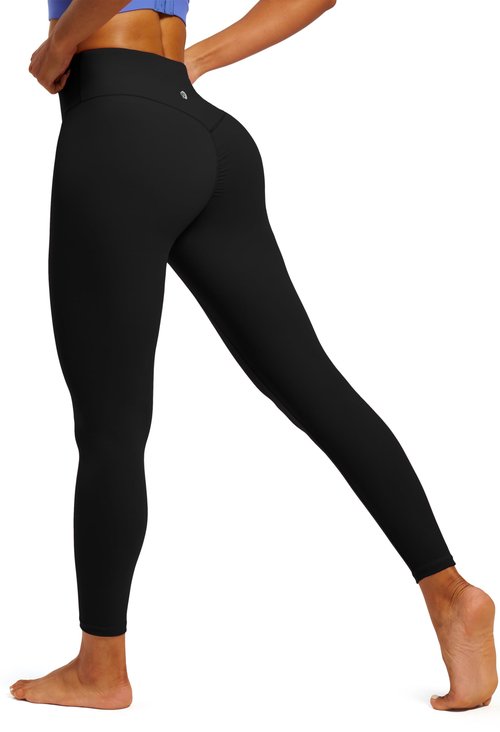 IUGA Scrunch Butt Lifting Leggings for Women No Front Seam Compression Tummy Control Workout Seamless Leggings for Gym Yoga Black