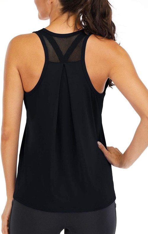 ICTIVE Women's Workout Tops - Loose Fit Racerback Mesh Backless Muscle Tank for Running