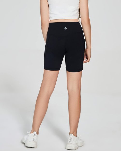 Devoropa Girls Volleyball Shorts - 5" Stretch Spandex Athletic Compression Shorts with Pocket