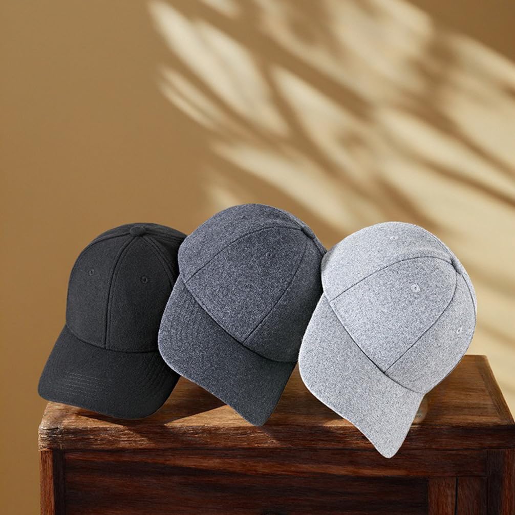 JHDESSLY Men Warm Baseball Cap Big Hat Adjustable Woolen Classic Solid Dad Travel Outdoor