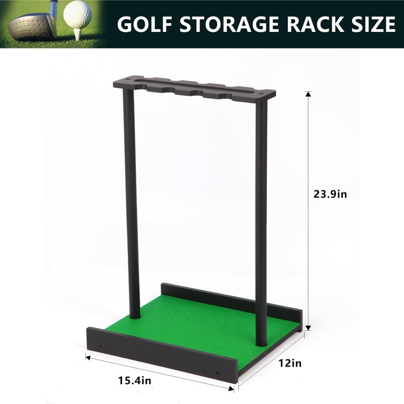 Xnwouco Golf Putter Stand for 9 Clubs & 7 Balls, Solid Wood Golf Club Rack, Golf Club Organizer Floor Stand, Golf Club Holder | Rustic Modern Design for Home, Office, Golf Course Accessories