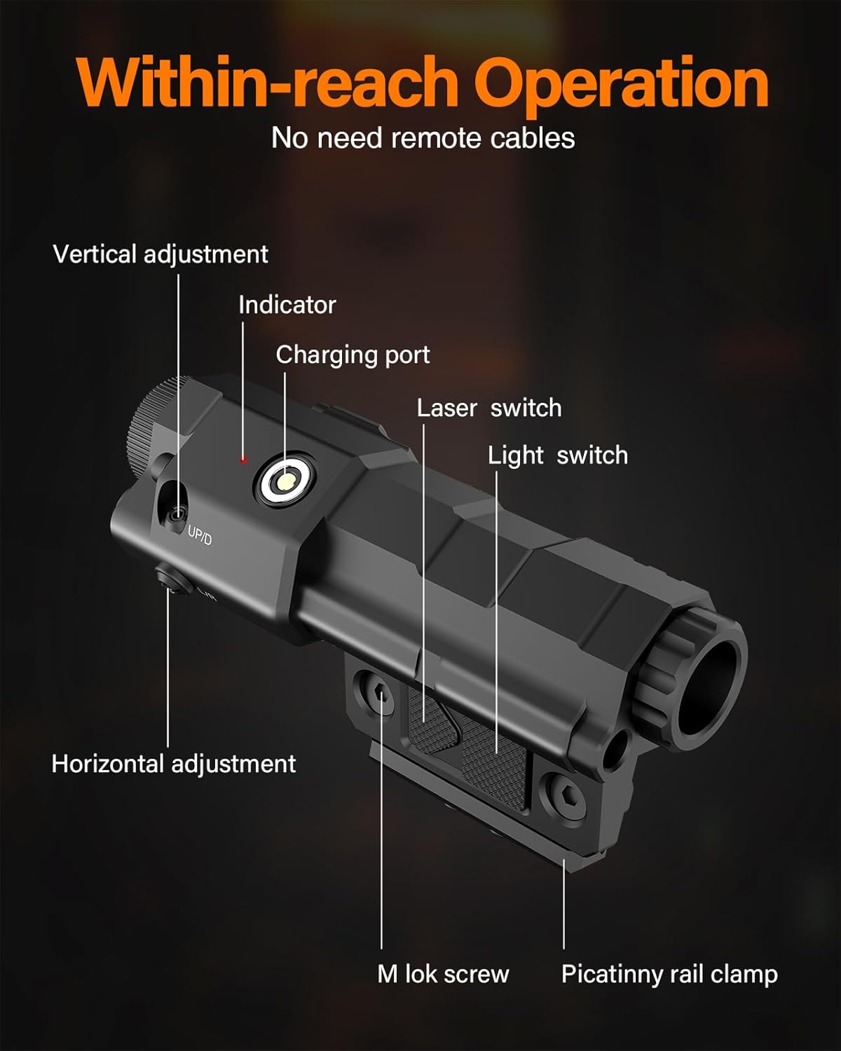 Mlok 940nm IR Illuminator Flashlight - Rechargeable Laser Combo for Night Vision Scopes