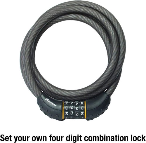 Master Lock Cable Lock - Set Your Own Combination Bike Lock, 6 Ft Long, Black | Pack of 144