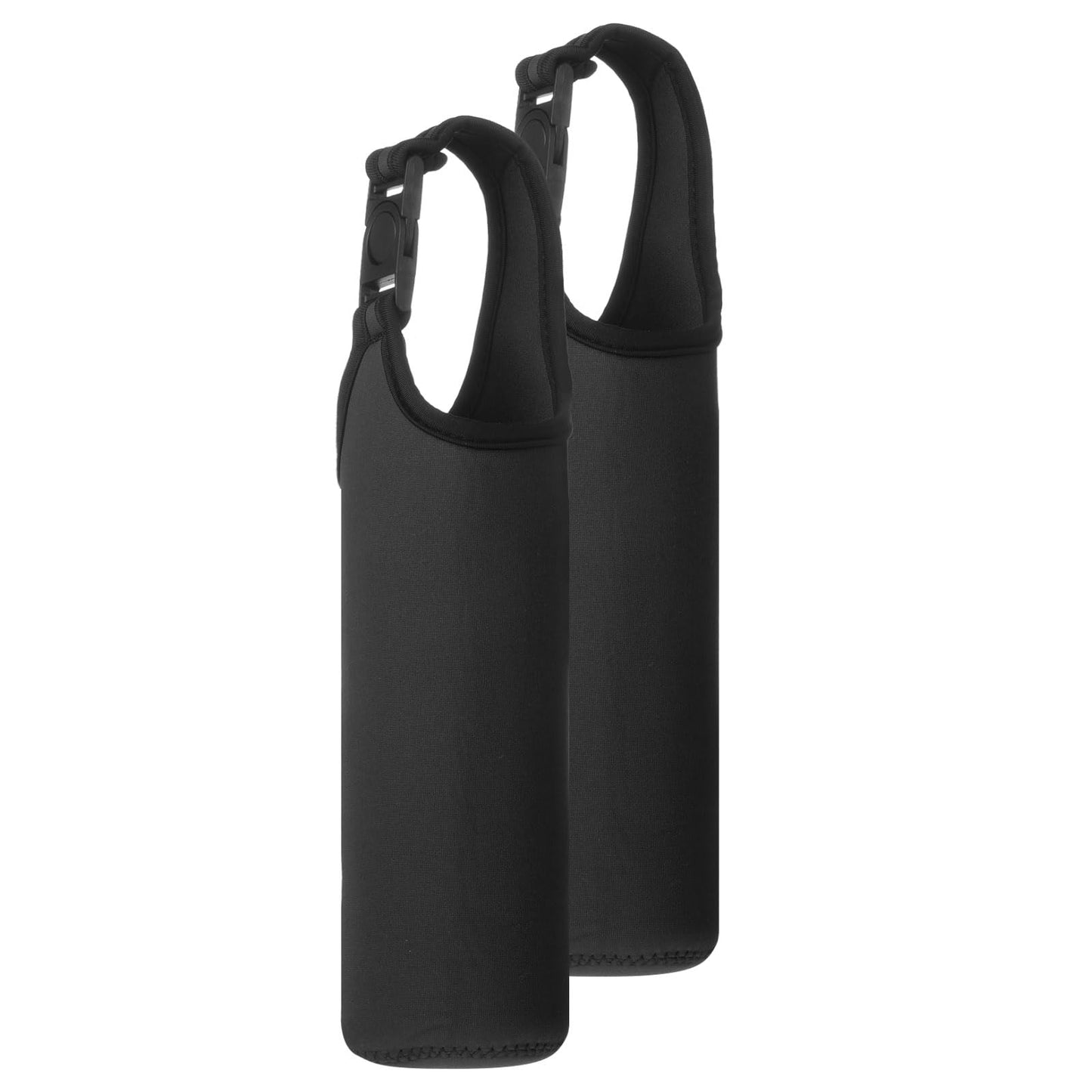 uxcell 2pcs Neoprene Carrier Water Bottle Sleeve, 15.5-20oz Insulated Water Glass Bottle Carrier Bag Collapsible Drink Bottle Sleeve Cover Holder with Handle, Black