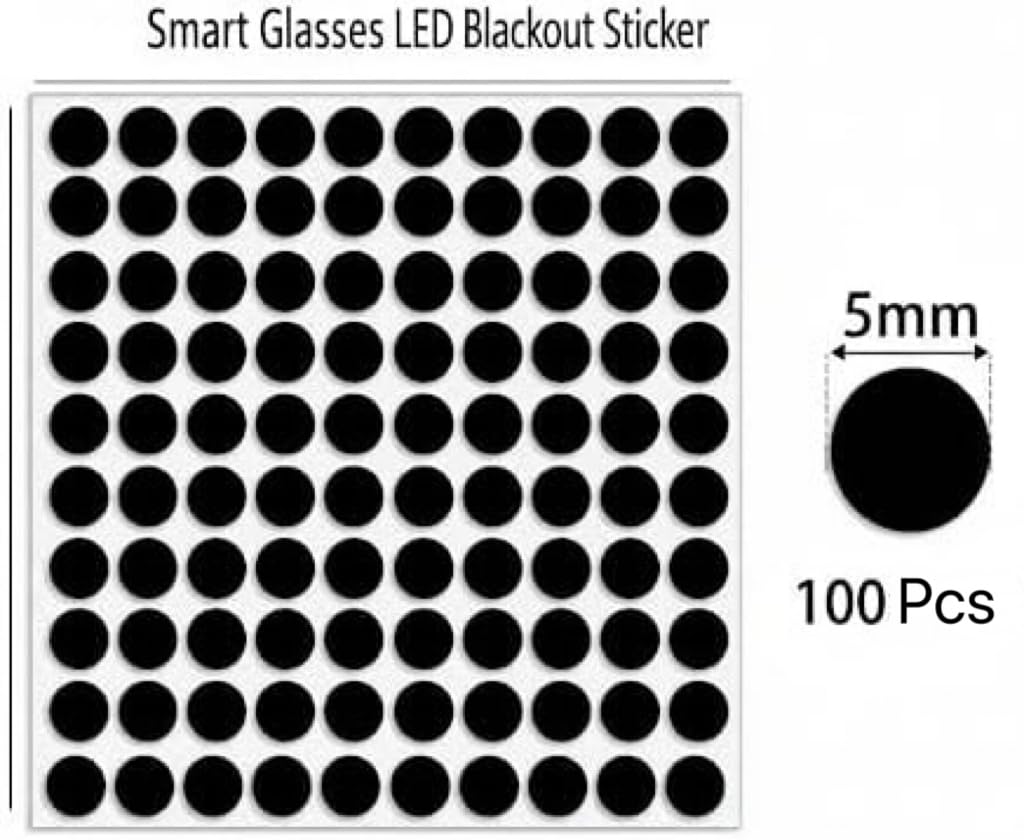 100pcs LED Light Blocking Stickers 5mm,Restickable Blackout Covers for Smart Glasses,Compatible with Ray-Ban Meta Wayfarer/Skyler/Headliner.