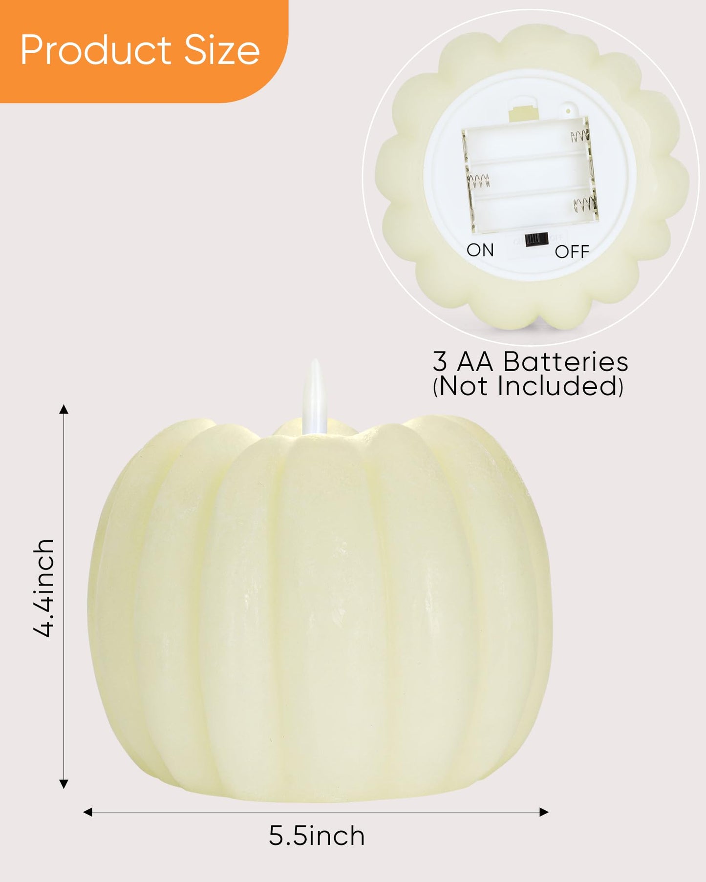 Homemory Fall Pumpkin Candles, Halloween Decorations for Home, Waxy Flameless Pumpkin Candle Flickering with Remote, Timer - Farmhouse Indoor Patio Porch Fall Decor