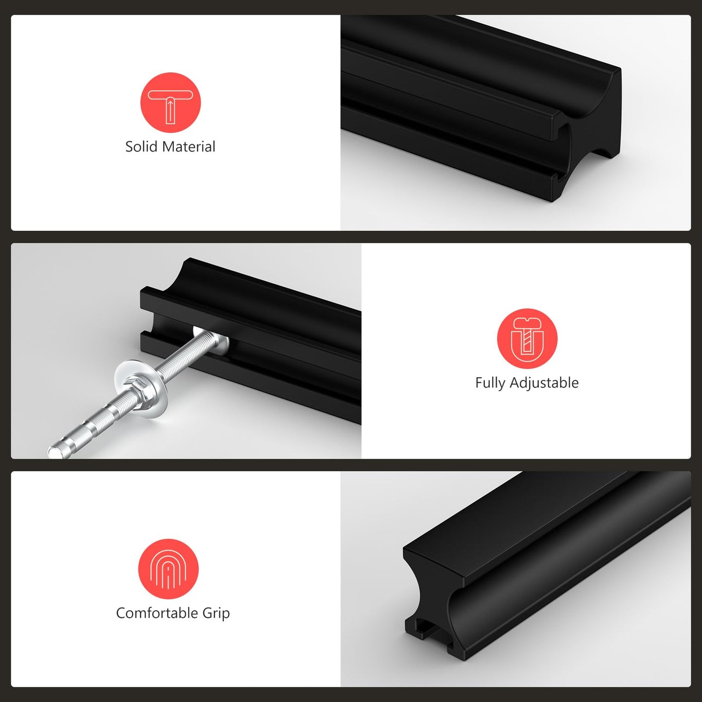 homdiy 25 Pack Adjustable Black Cabinet Pulls 2" to 8.8" (51-224mm) Adjustable Hole Distance Drawer Pulls