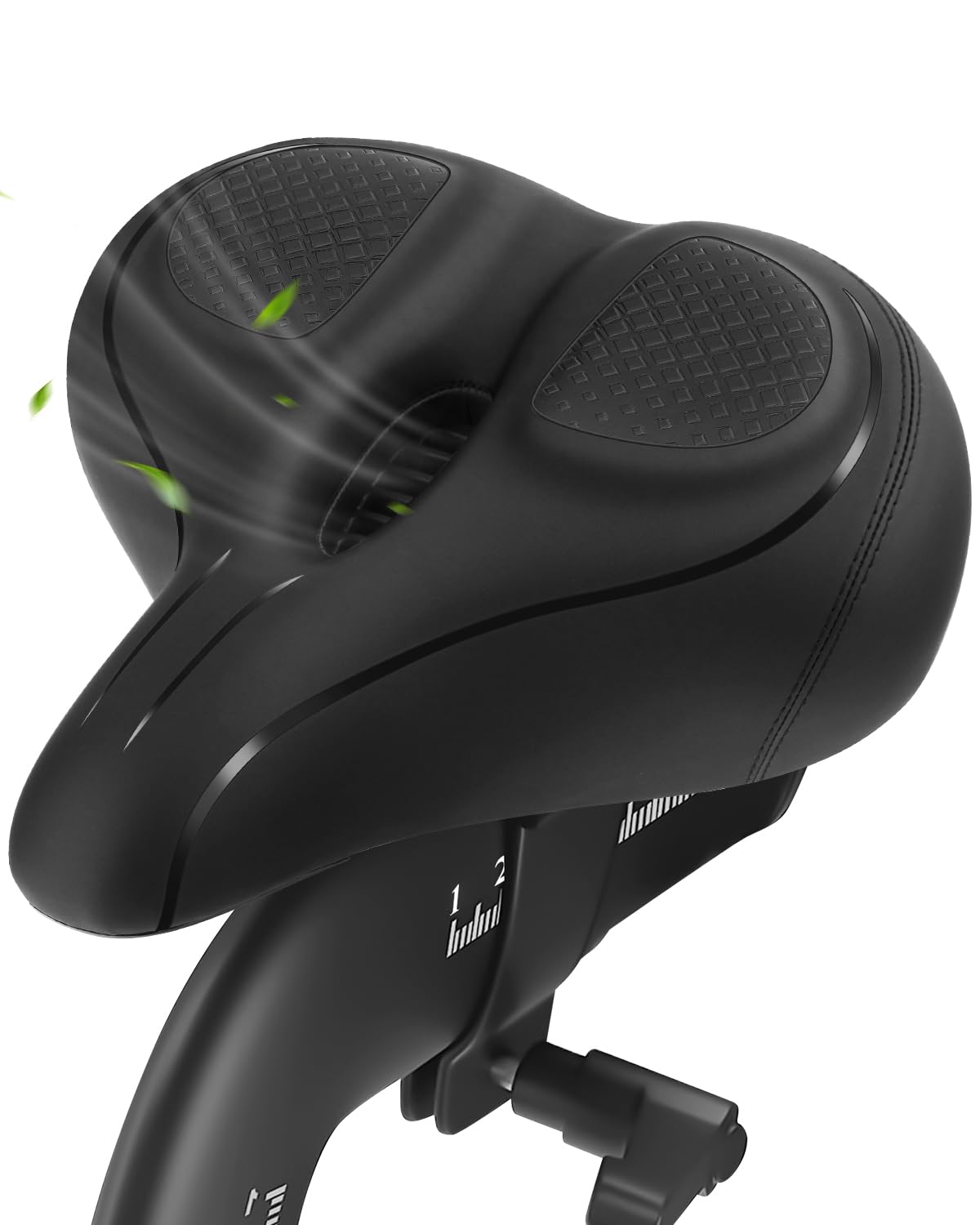 Oversized Bike Seat, Wide Bicycle Seat for Women Men Comfort, Universal Waterproof Bike Saddle Replacement with Safety Reflective Strip for Peloton, Exercise Bikes, Cruiser, City Bikes