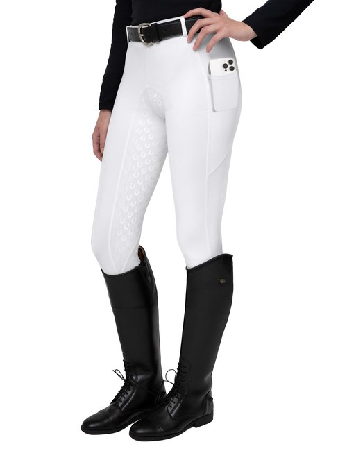 FitsT4 Sports Women's Full Seat Riding Tights Active Silicon Grip Horse Riding Tights Equestrian Breeches White Size S