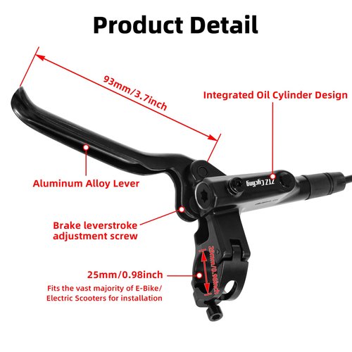 2-Pistons MTB Disc Brake Set Hydraulic Disc Brake Kit Left Rear Right Front with 160mm Rotors Aluminum Alloy Hydraulic Brake Fit for Mountain Bike E-Bike Fat Bike (Black)