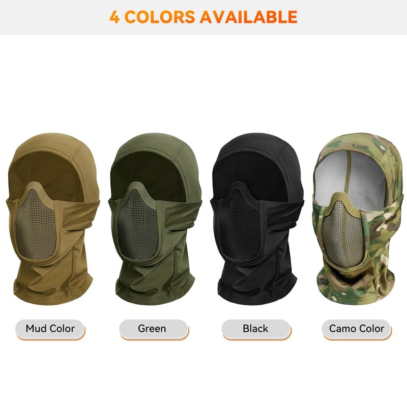 Qavctw Tactical Balaclava Mask Full Face Airsoft Mask with Mesh Mouth Guard Lightweight Breathable for Airsoft Motorcycle Snowboarding Outdoor Sports Green