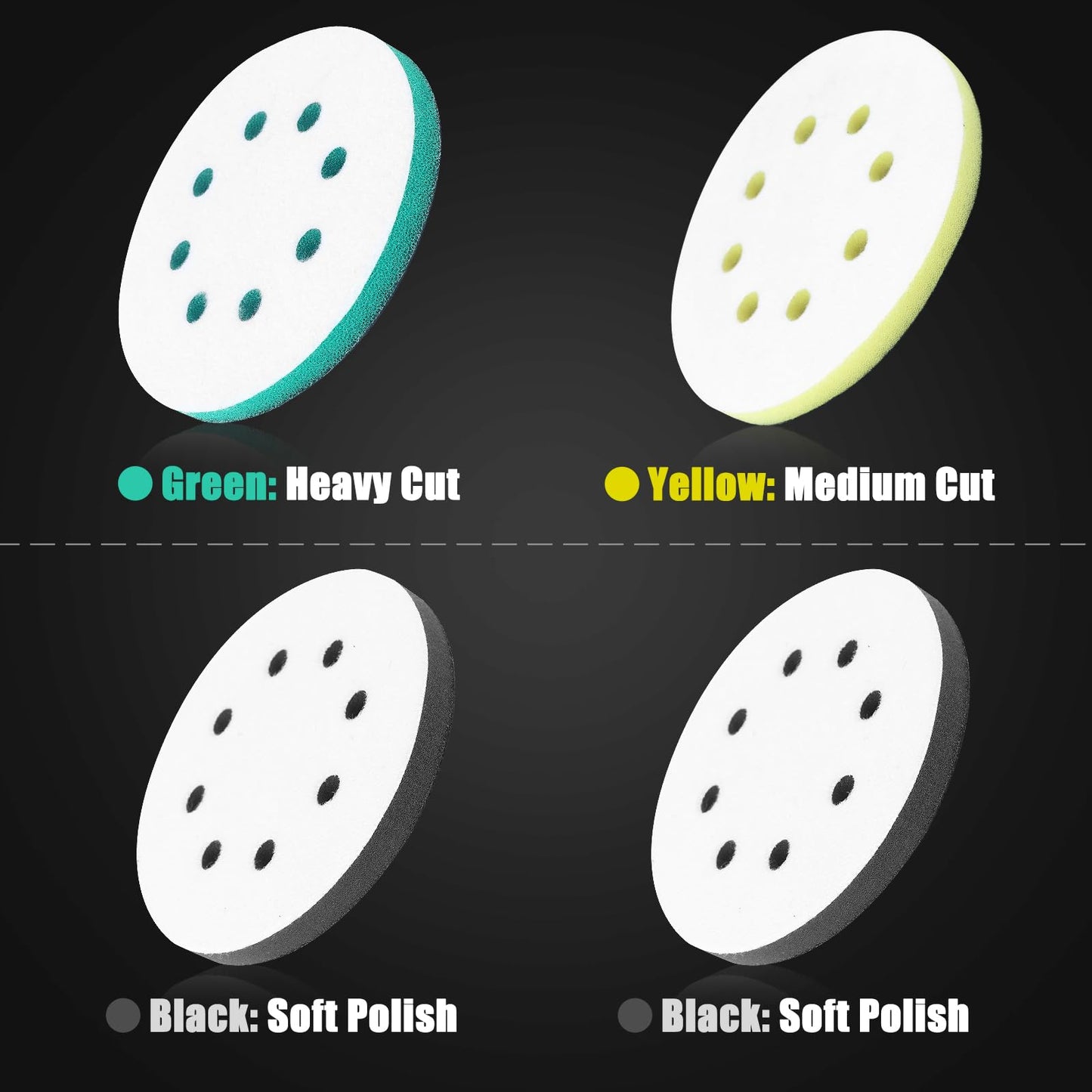 4 Pack Upgraded Foam Sanding Pads for Orbital Sander, 5 Inch 8 Holes Orbital Sander Surfprep Foam Pad, Hook and Loop Soft Density Interface Pads with Soft & Hard Cushion Sponge Buffer by Elechiakan