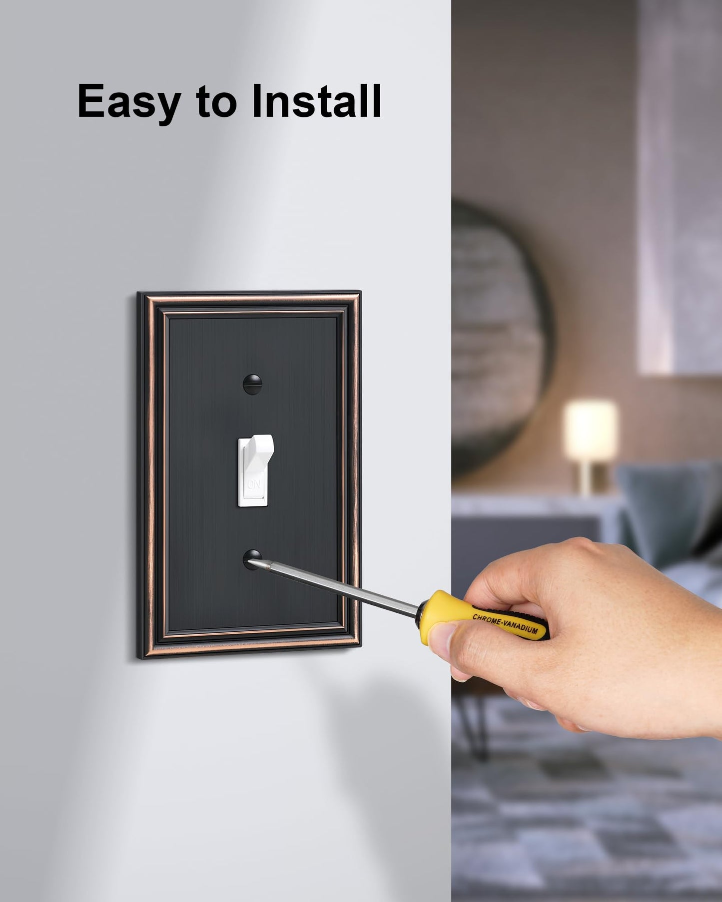 2-Pack Single Toggle Light Switch Cover Plate, Durable Solid Zinc Alloy Decorative Switch Plate Covers, Aged Bronze 1 Gang Wall Plate, Corrosion Resistant