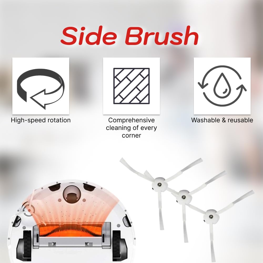 Accessories Kit Compatible With Roborock S4, S5, S6, E4, E20, E25, E35, S50 - Main Brush x2, Filter x4, Mop x4, Side Brushes x6, Water Valve x6 - Replacement Parts by Apex Essentials