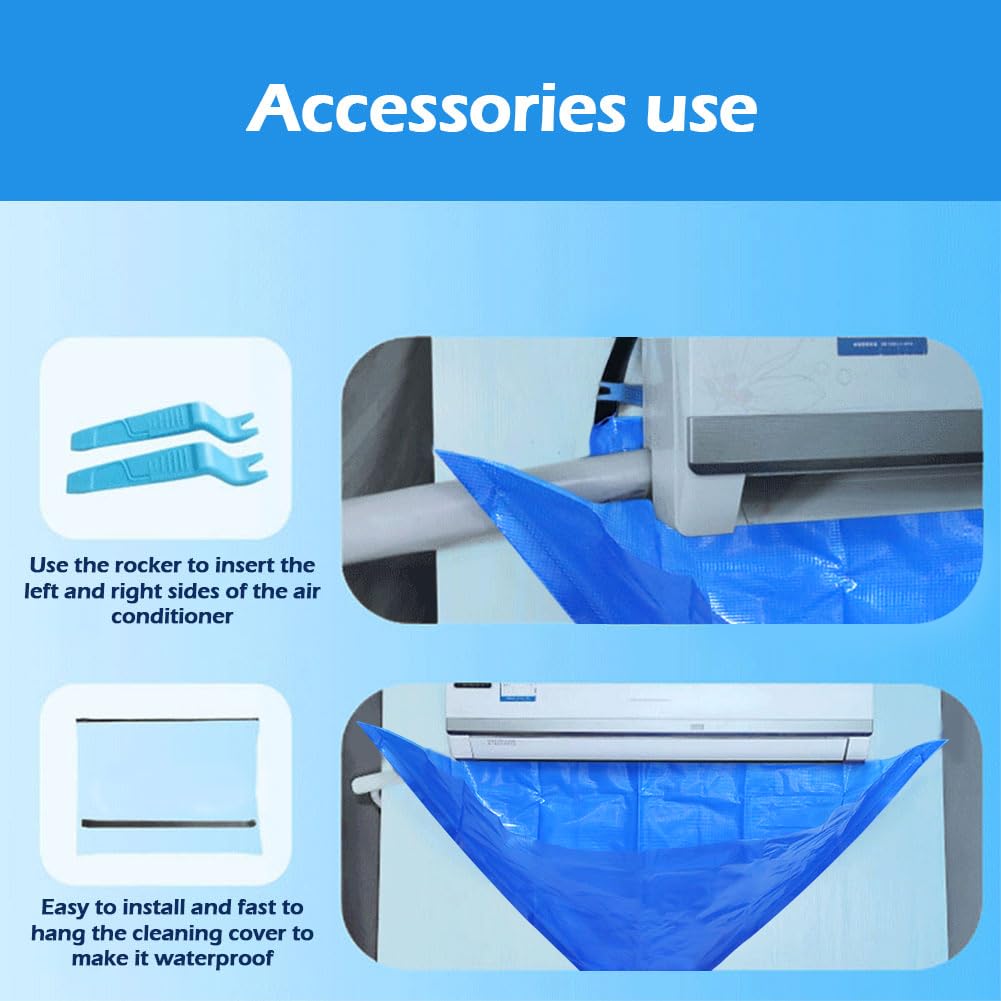 Air Conditioner Cleaning Cover Kit, Waterproof Wall Mounted Split Air Conditioner Protector Bag Washing Cover with 2.4mWater Pipe AC Units Cleaning Tools for Household 1~1.5P
