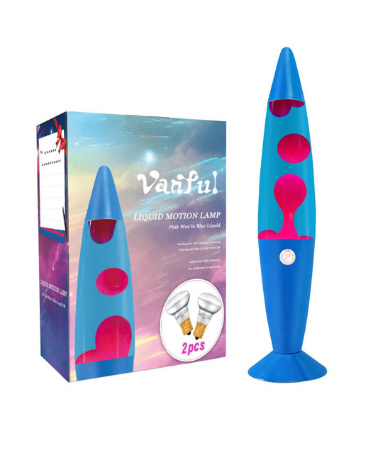 Vanful Liquid Motion Lamp Large Adored by Adults and Kids for Years, Motion Lamp with Pink Wax in Blue Water for Boys Girls Bedroom Office Decor, Relaxing Mood Light for Night Birthday Party