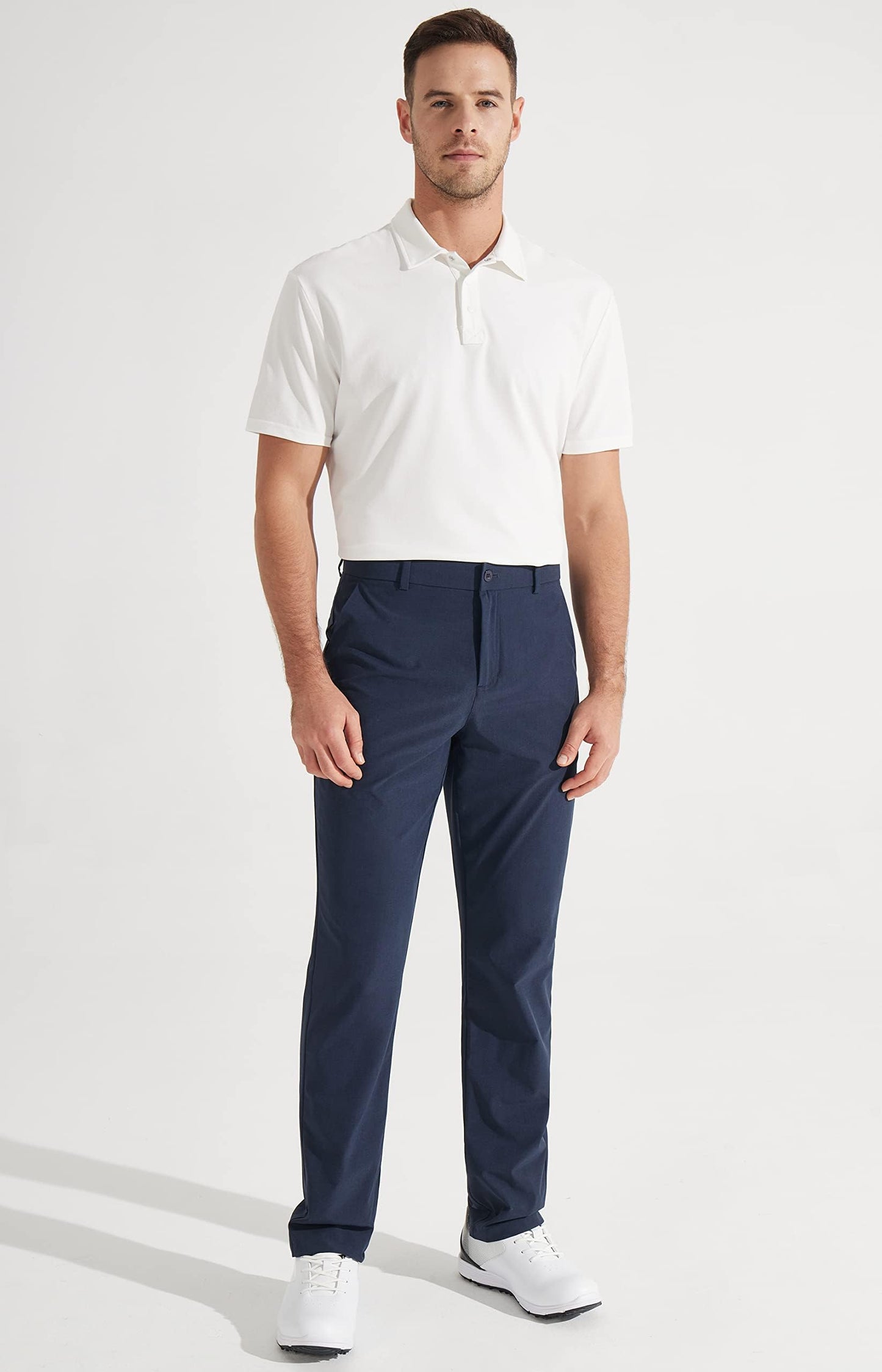 Libin Mens Golf Pants Stretch Work Dress Pants 30" Quick Dry Lightweight Business Casual Pant for Men Comfy Water Resistant, Navy Blue, 34W x 30L