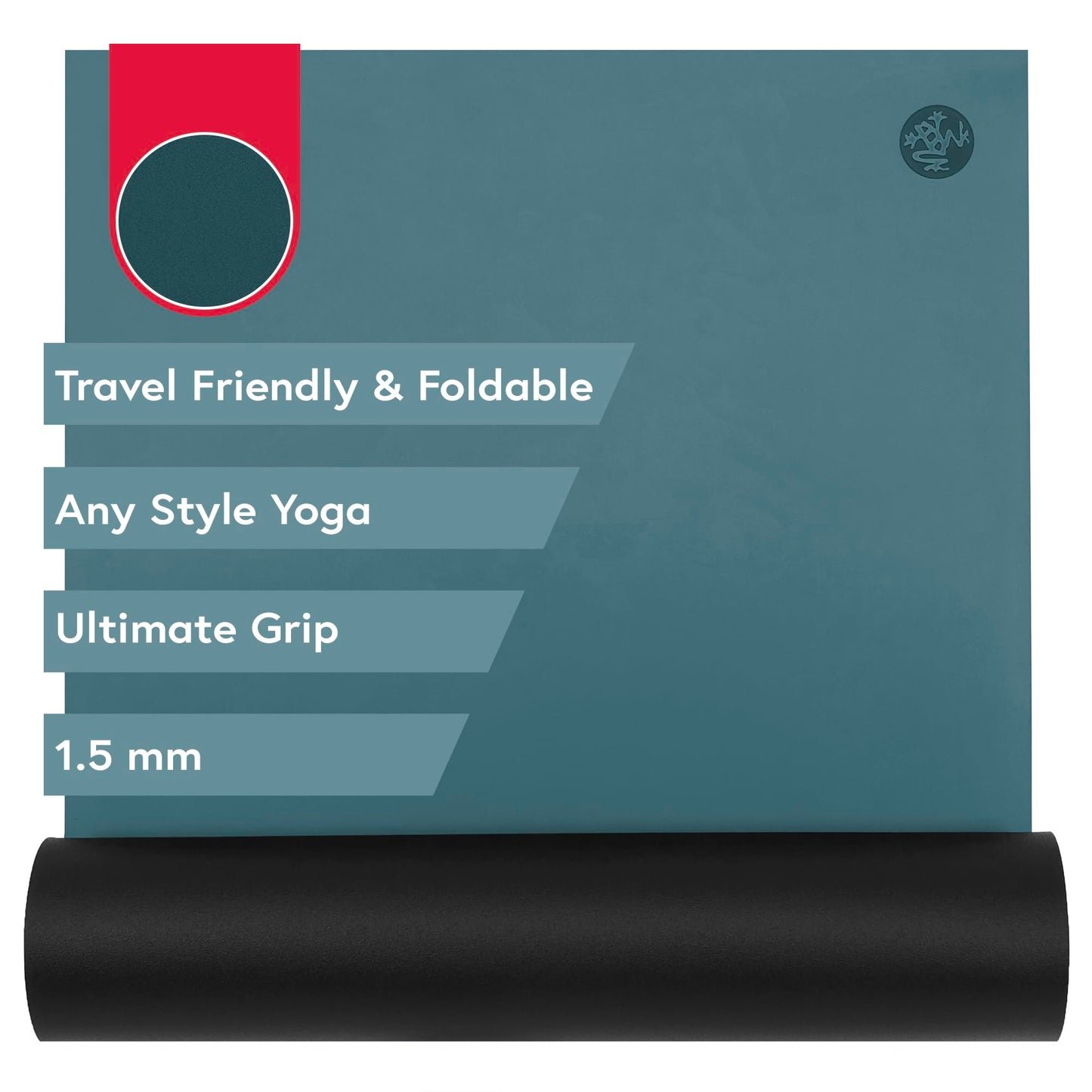 Manduka GRP Adapt Travel Yoga Mat 71" - 1.5mm | Foldable & Travel friendly | Ultimate Grip | Sweat ready for Any Style of Yoga | 71 x 24 x 1/16 inches | Dark Lotus
