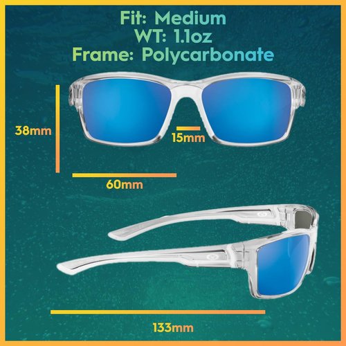 Flying Fisherman womens Cove Sunglasses, Clear Crystal Frames/Smoke-blue Mirror Lenses, Medium US