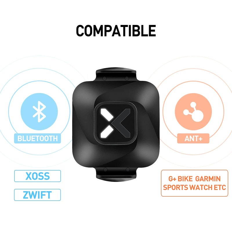 XOSS G+ Gen2 GPS Bike Computer ANT+/ Bluetooth IPX7 Cycling Computer Rechargeable Speedometer Odometer with 2.2 inch LCD Screen, 28 hrs Long Battery Life with Vortex Speed Cadence Sensor-2 Pack