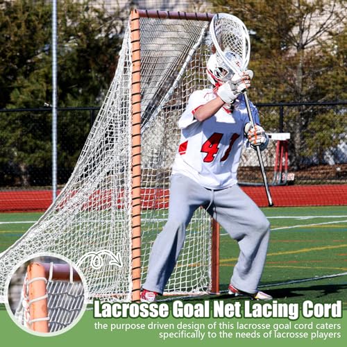 92ft Lacrosse Goal Net Lacing Cord - Durable Polyester - Black