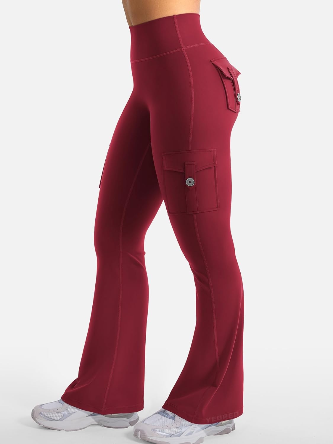 YEOREO CoreFlex Women's High-Waisted Flare Leggings - Hidden Pockets & No Front Seam | Perfect for Yoga & Gym
