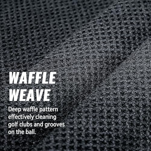 Magnetic Golf Towel - 18" x 18" Waffle Weave, Quick Dry, Gray