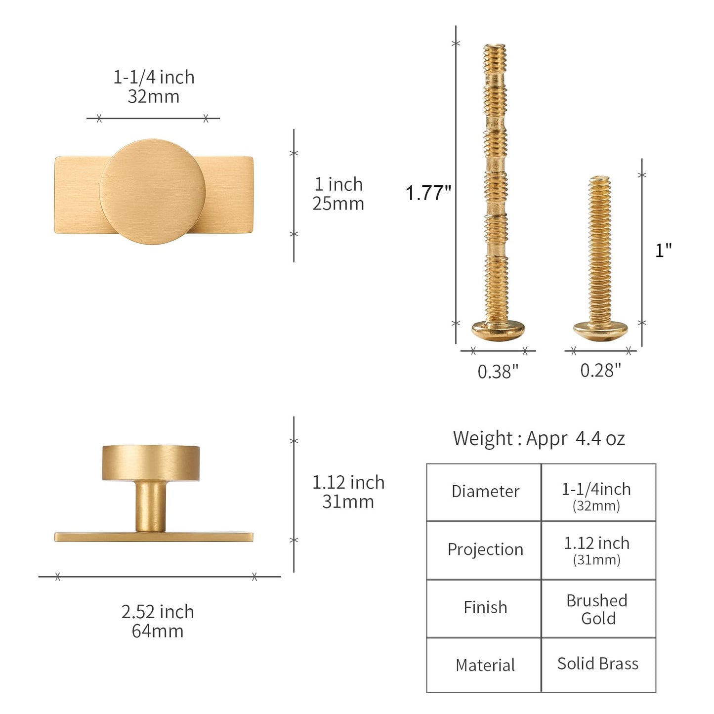 SNBTLA Brass Cabinet Knobs with Backplate - 2 Pack Modern Brushed Gold Hardware Handles for Dresser Drawer Furniture Bedroom Kitchen Cupboard