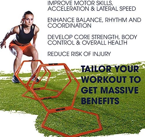 Yes4All Hex Agility Rings - Speed Training Hurdles with Carrying Bag for Enhanced Footwork Skills